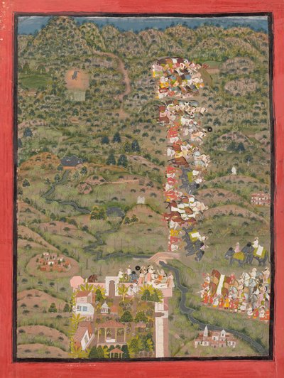 Maharana Sangram II visita Gosain Nilakanthaji dopo una caccia alla tigre da Unbekannt Unbekannt